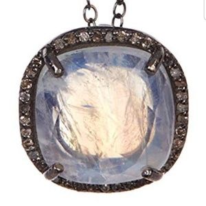 NWT Adornia moodstone dimond halo necklace